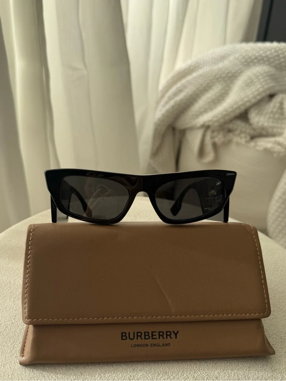 Burberry Black Cat-Eye Sunglasses with Tan Case - NWT